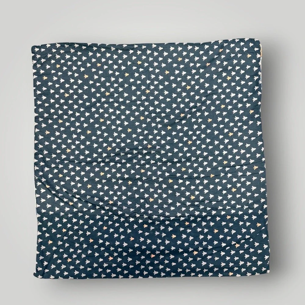 Anthropologie Quilted Euro Sham 26x26 Blue White Cotton Patchwork Medallion